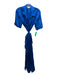 L'agence Size M Blue Silk Collared Button Front Short Sleeve Maxi Dress Blue / M
