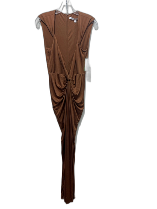 Veronica Beard Size 8 Brown Silk V Neck Gathered Front Sleeveless Dress Brown / 8