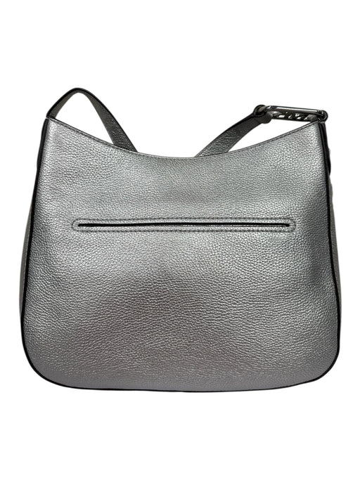 Michael Kors Silver Pebbled Leather silver tone hardware Zip Close Crossbody Bag Silver / Small