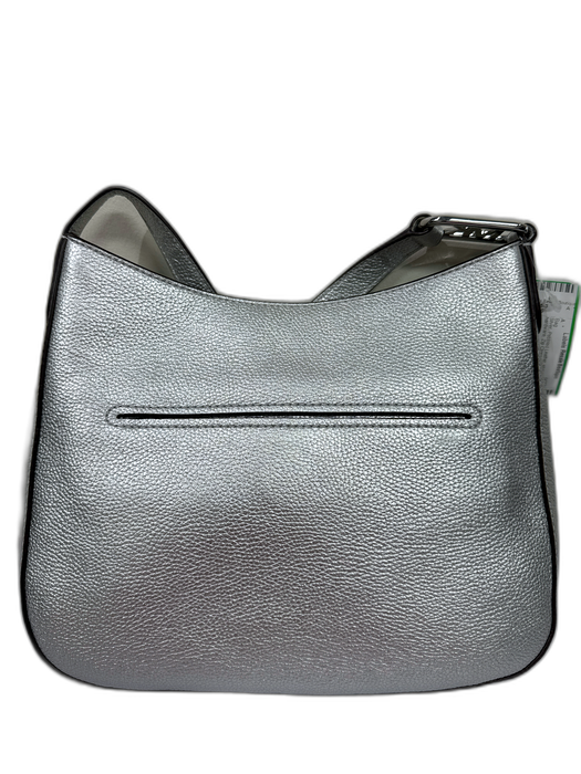 Michael Kors Silver Pebbled Leather silver tone hardware Zip Close Crossbody Bag Silver / Small