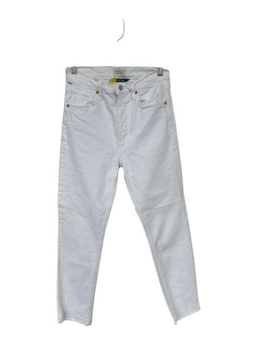 Citizens of Humanity Size 27 White Cotton Blend High Waist Skinny Raw Hem Jeans White / 27