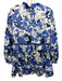 Crosby Size L White, Blue & Black Polyester Abstract Print Ruffle Details Dress White, Blue & Black / L