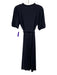Sharagano Size 10 Navy Blue Polyester & Spandex Short Puff Sleeve Keyhole Dress Navy Blue / 10