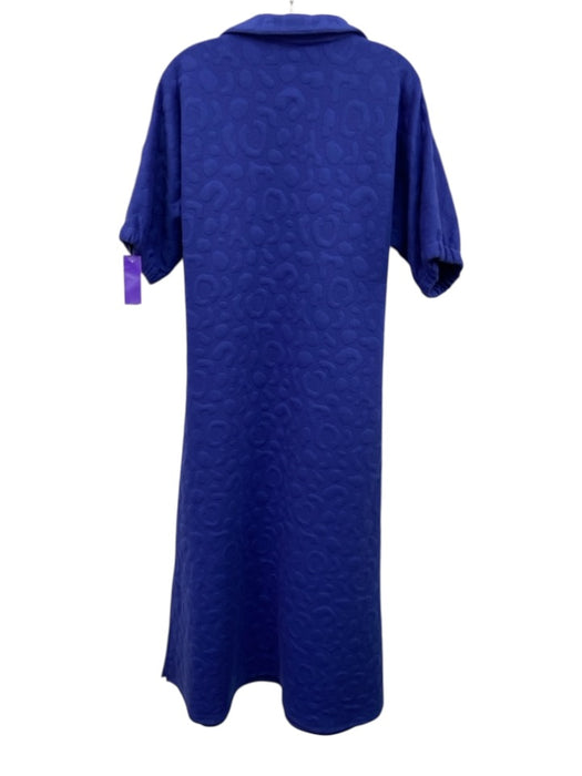 Emily McCarthy Size XS Blue Polyester & Spandex Short Puff Sleeve Collar Dress Blue / XS