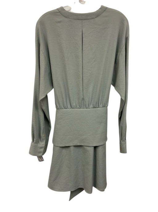 Tibi Size 6 Seafoam Green Polyester Long Sleeve Wrap Waist tie Mini Dress Seafoam Green / 6