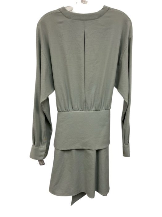 Tibi Size 6 Seafoam Green Polyester Long Sleeve Wrap Waist tie Mini Dress Seafoam Green / 6