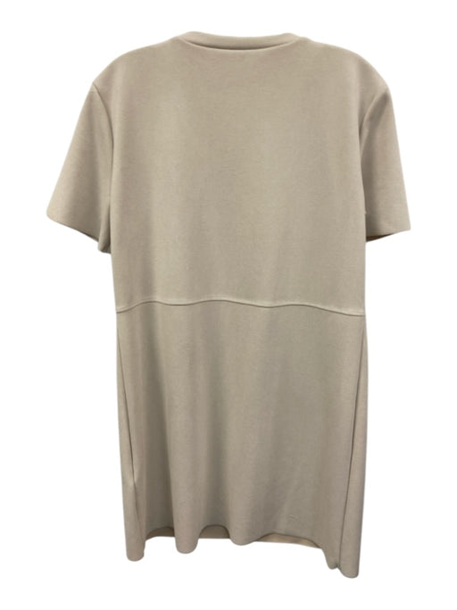 Zara Size M Beige Polyester Short Sleeve Flap Pocket Gold Buttons Mini Dress Beige / M