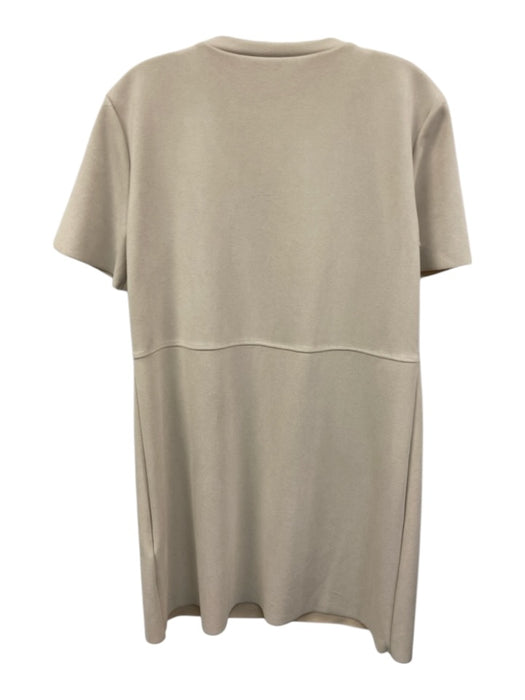 Zara Size M Beige Polyester Short Sleeve Flap Pocket Gold Buttons Mini Dress Beige / M