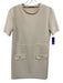 Zara Size M Beige Polyester Short Sleeve Flap Pocket Gold Buttons Mini Dress Beige / M