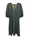Stine Goya Size M Navy blue & green Windowpane V Neck Below knee Dress Navy blue & green / M