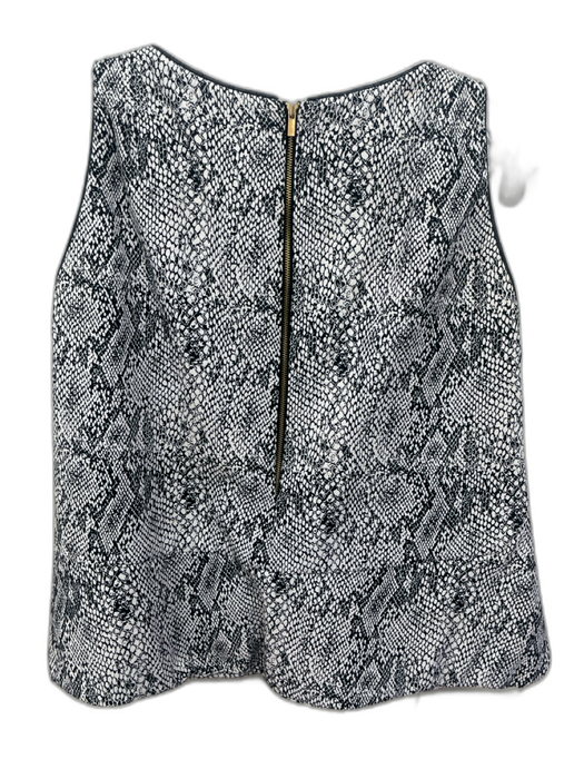Hunter Bell Size 4 White & Black Cotton Blend Cropped Snake Print Peplum Top White & Black / 4
