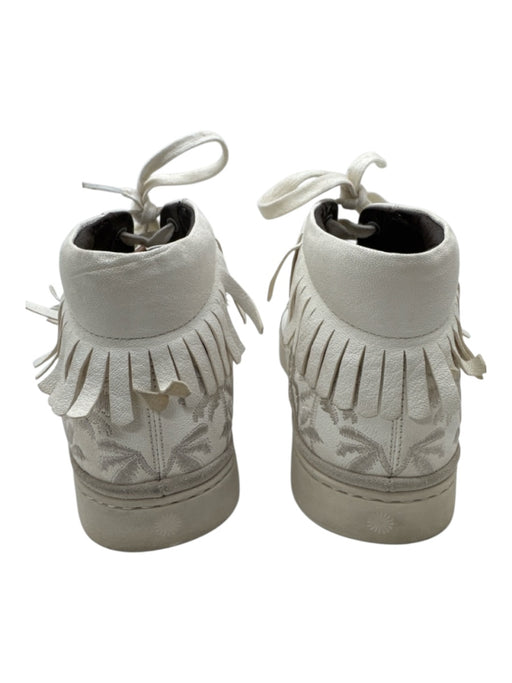 Ugg Shoe Size 10.5 AS IS White Leather Upper Fringe Palm Trees Lace Up Sneakers White / 10.5