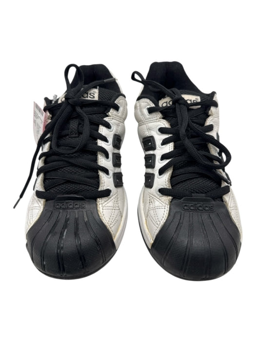 Adidas Shoe Size 10 AS IS Black & White Leather Upper Striped Lace Up Sneakers Black & White / 10