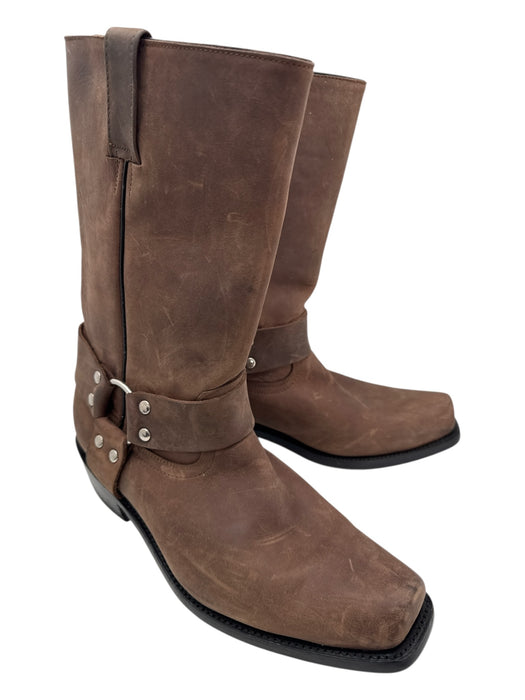 Figueroa Shoe Size 10 Box incl. Brown Leather Square Toe Harness Men's Boots Brown / 10