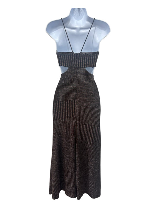 Misha Size 2 Black & Multi Nylon Cut Outs Metallic Thread Sleeveless Dress Black & Multi / 2