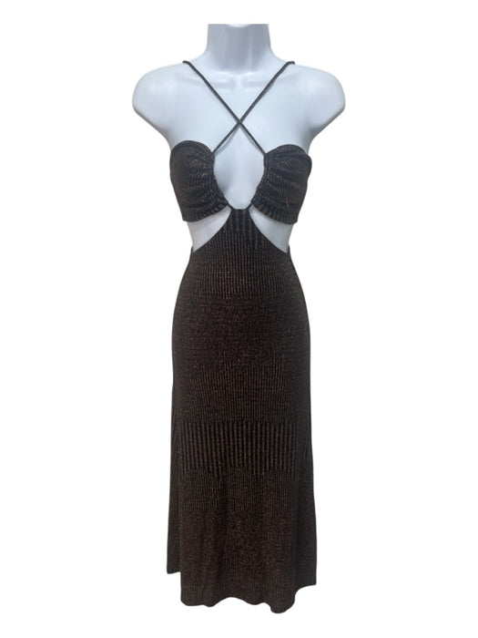 Misha Size 2 Black & Multi Nylon Cut Outs Metallic Thread Sleeveless Dress Black & Multi / 2