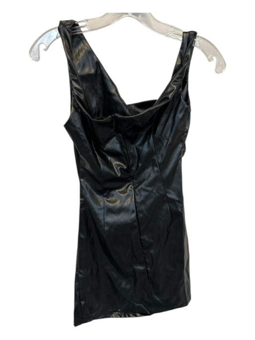 Superdown Size S Black Vegan Leather Sleeveless Back Zip Gathered Sides Dress Black / S