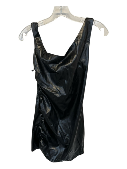 Superdown Size S Black Vegan Leather Sleeveless Back Zip Gathered Sides Dress Black / S