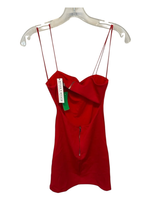 Alice & Olivia Size 4 Red Nylon Blend Spaghetti Strap Open Back Back Zip Dress Red / 4
