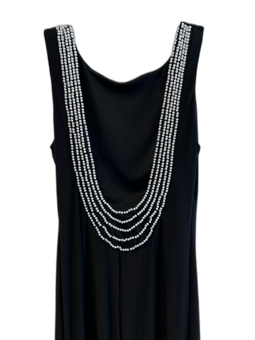 B. Darlin Size 6 Black Polyester Scoop Neck Pearl Detail Sleeves Maxi Dress Black / 6