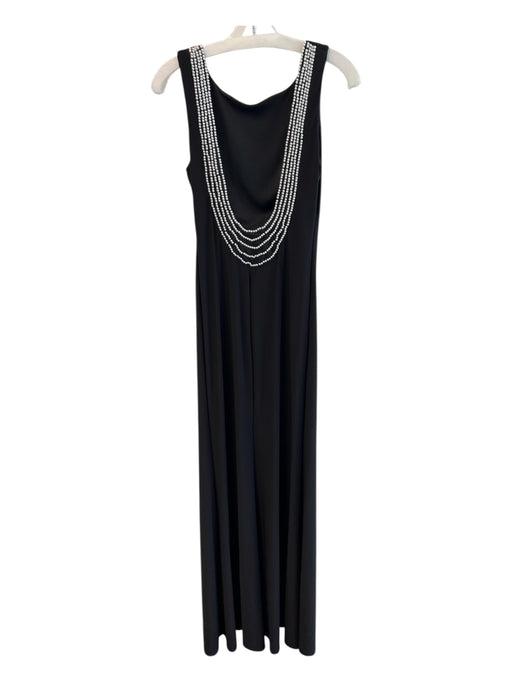 B. Darlin Size 6 Black Polyester Scoop Neck Pearl Detail Sleeves Maxi Dress Black / 6