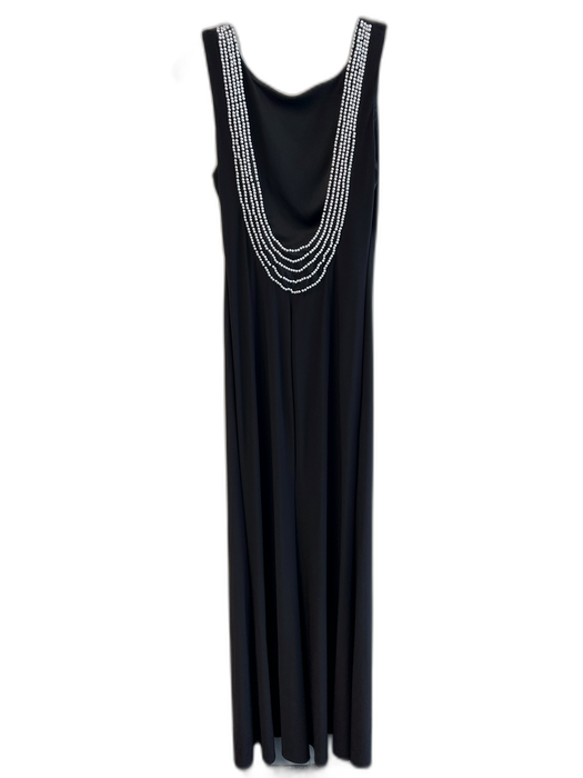 B. Darlin Size 6 Black Polyester Scoop Neck Pearl Detail Sleeves Maxi Dress Black / 6