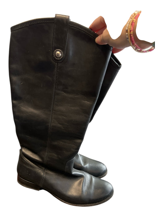 Frye Shoe Size 9 Black Leather Round Toe small heel Knee High Boots Black / 9