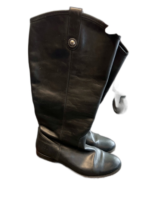 Frye Shoe Size 9 Black Leather Round Toe small heel Knee High Boots Black / 9