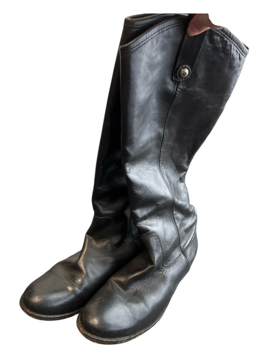 Frye Shoe Size 9 Black Leather Round Toe small heel Knee High Boots Black / 9