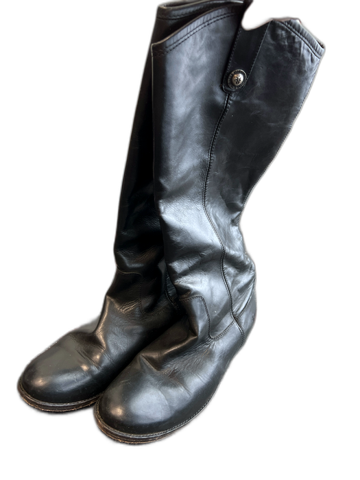 Frye Shoe Size 9 Black Leather Round Toe small heel Knee High Boots Black / 9