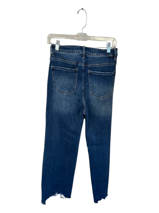 Risen Jeans Size 29 Med Dark Wash Cotton Blend High Rise Wide Leg Raw Hem Jeans Med Dark Wash / 29