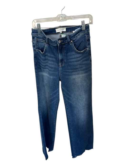 Risen Jeans Size 29 Med Dark Wash Cotton Blend High Rise Wide Leg Raw Hem Jeans Med Dark Wash / 29