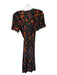 LaRoque Size XS Black & Orange Silk Blend Short Sleeve Abstract Wrap Maxi Dress Black & Orange / XS