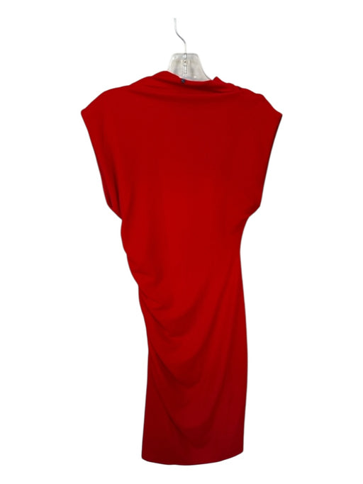 Adrienne Landau Size S Tomato Cap Sleeve Mock Neck Gathered Sides Maxi Dress Tomato / S