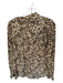LaRoque Size XS Brown & Cream Silk Blend Long Sleeve Animal Print Neck Tie Top Brown & Cream / XS