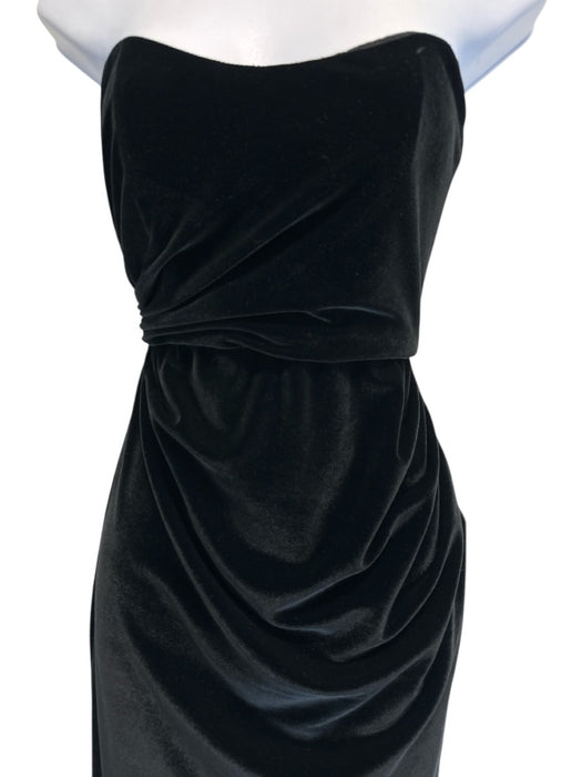 The Bar Size 0 Black Polyester Blend Strapless Velvet Boning Ruched Gown Black / 0