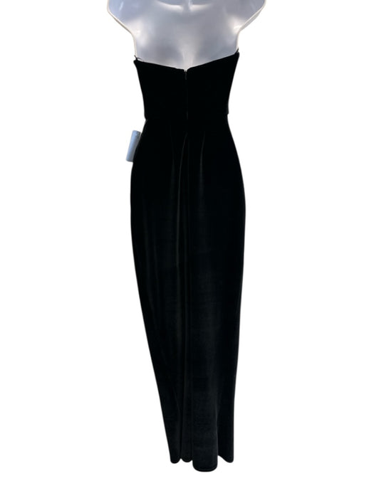 The Bar Size 0 Black Polyester Blend Strapless Velvet Boning Ruched Gown Black / 0