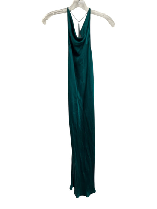 Amanda Uprichard Size XS Teal Silk Sleeveless Spaghetti Strap Satin Dress Teal / XS