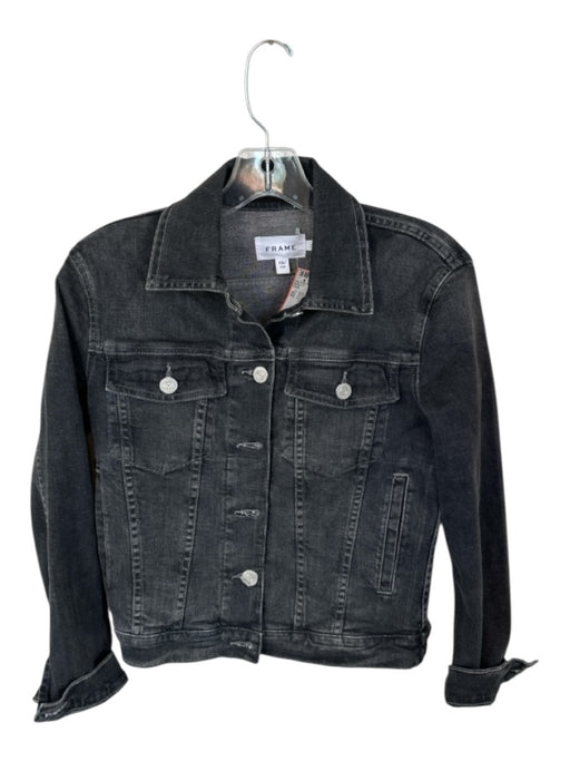 Frame Size XS Charcoal Cotton Blend Stretch Denim Jacket Charcoal / XS