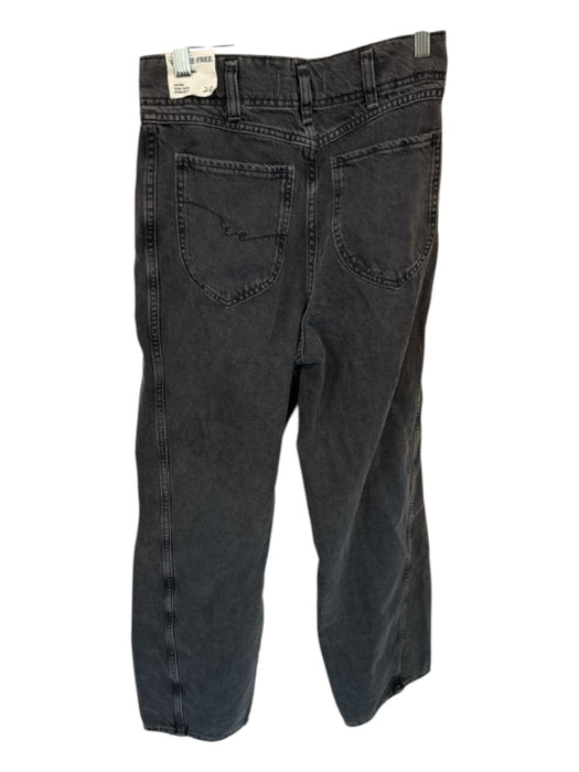 We The Free Size 28 Black Cotton Blend High Waist Wide Leg Jeans Black / 28