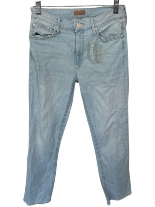 Mother Size 27 Light Wash Cotton Blend Mid Rise Straight Leg Raw Hem Jeans Light Wash / 27