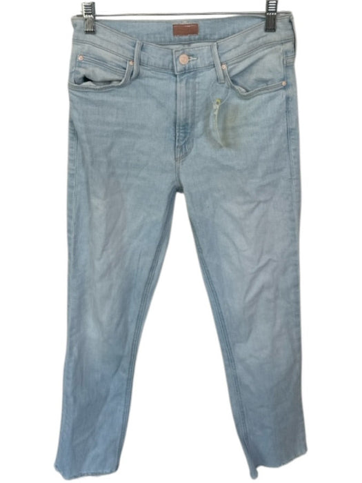 Mother Size 27 Light Wash Cotton Blend Mid Rise Straight Leg Raw Hem Jeans Light Wash / 27