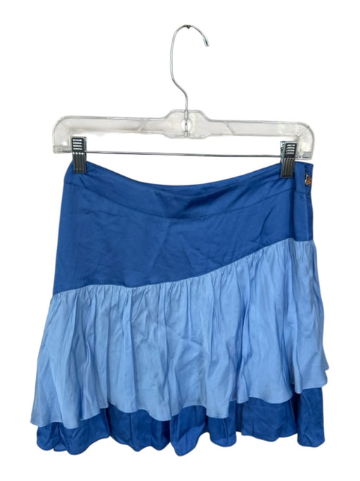 Emily McCarthy Size XS Blue Viscose Side Zip Color Block Skirt Blue / XS