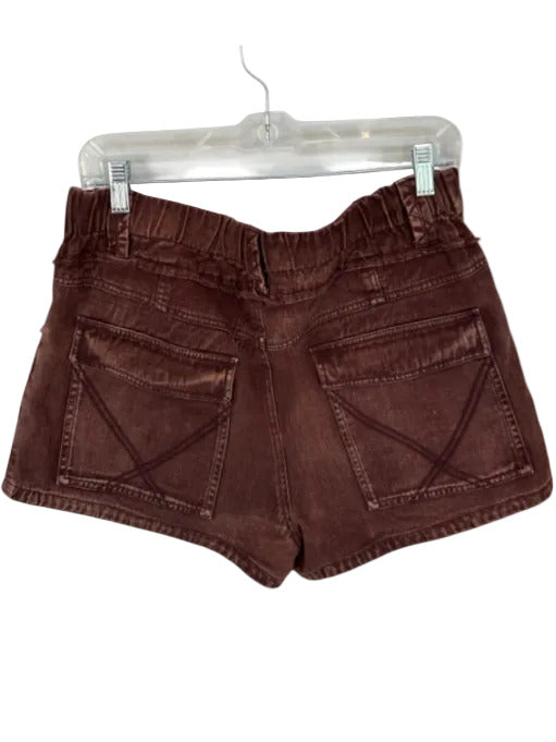 Free People Size Est M Brown Cotton Blend High Waist Drawstring Shorts Brown / Est M