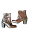 Frye Shoe Size 8 Dark Brown Leather Back Zip Block Heel Buckles Booties Dark Brown / 8