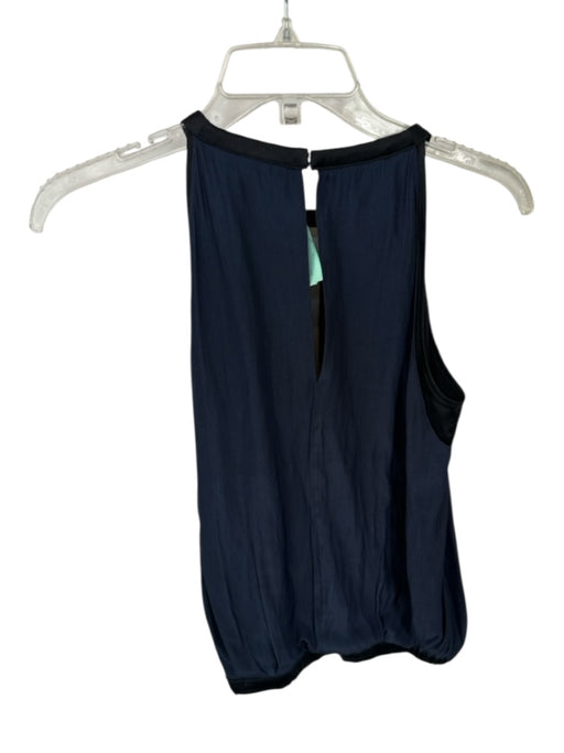 Ramy Brook Size S Black & Navy Polyester Sleeveless Keyhole Front Top Black & Navy / S