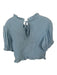 Free People Size L Baby Blue Cotton Short Balloon Sleeve smocked Ruffles Top Baby Blue / L