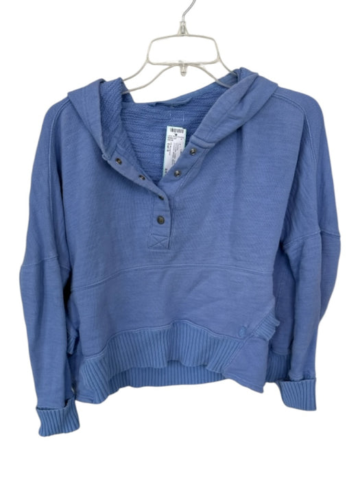 FP Movement Size Est S Periwinkle Cotton Snap Buttons Cropped Athletic Hoodie Periwinkle / Est S