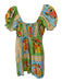 Show Me Your Mumu Size M Green & Blue Cotton Short Balloon Sleeve Flowers Dress Green & Blue / M