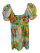 Show Me Your Mumu Size M Green & Blue Cotton Short Balloon Sleeve Flowers Dress Green & Blue / M